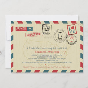 USA Traveler Airmail   Brautparty Einladung