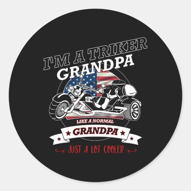 Usa Triker Grandpa Trike Runder Aufkleber (Vorderseite)