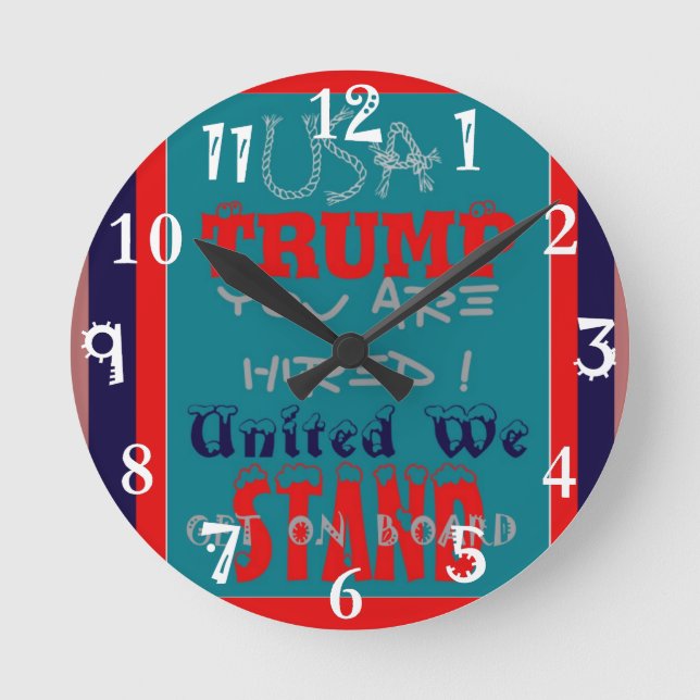 USA-Trumpf werden Sie eingestellt! Vereinigt Runde Wanduhr (Vorderseite)