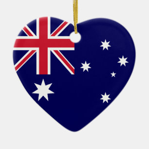 USA u. Australien-Flaggen-Herz-Verzierung Keramik Ornament