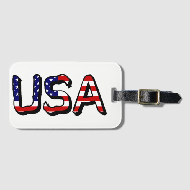 USA überlagert US Flag bc ltcn Gepäckanhänger (Vorderseite (Horizontal))