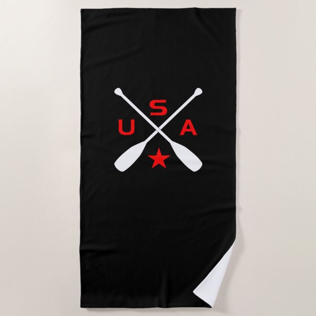 USA überquerte Paddle Oars mit Star Dark Color Strandtuch (Vorderseite)
