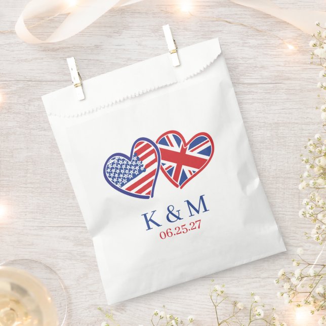 USA UK Heart Flags Geschenktütchen (Ausgeschnitten)