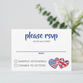 USA UK Heart Flags RSVP Karte