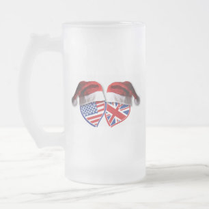 USA-UK-Santa-Hats Mattglas Bierglas