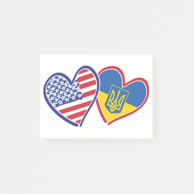 USA-Ukraine-Flaggen Post-it Klebezettel (Vorderseite)