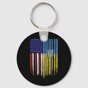 Usa Ukraine Ukrainische Flagge Dreizack Wurzeln  Schlüsselanhänger