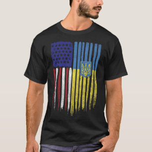 Usa Ukraine Ukrainische Flagge Dreizack Wurzeln T-Shirt