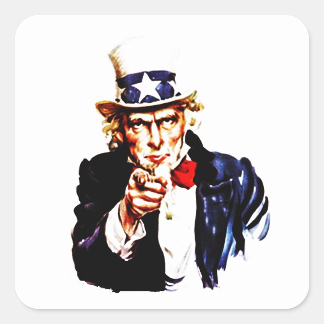 USA Uncle Sam will dir Patriotic Duty Call zu bewa Quadratischer Aufkleber (Vorderseite)