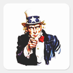 USA Uncle Sam Will Sie patriotischer Quadratischer Aufkleber
