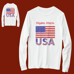USA und amerikanische Flagge Rot Personalisierte D T-Shirt