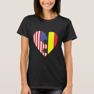USA und Belgien Flaggen Herz T-Shirt