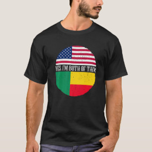 USA und Benin Vintage Flaggen Ja ich bin beide T-Shirt