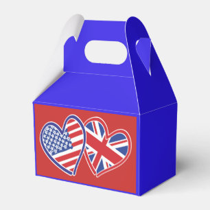 USA und BRITISCHE Flaggen-Herzen Geschenkschachtel