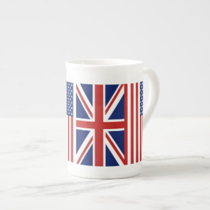 USA und BRITISCHE Flaggen Prozellantasse