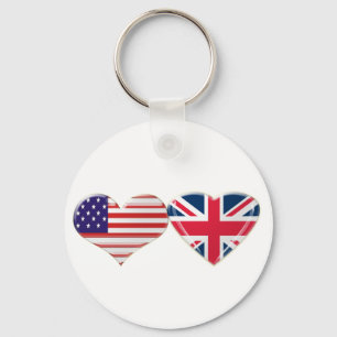 USA und BRITISCHER Herz-Flaggen-Entwurf Schlüsselanhänger