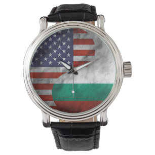 USA und Bulgarien Duale Flagge Yin Yang Wedding Ge Armbanduhr