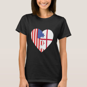 USA- und England-Flaggen-Herz T-Shirt