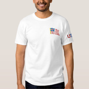 USA und Flagge gestickter T - Shirt