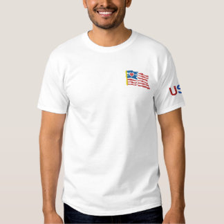 USA und Flagge gestickter T - Shirt