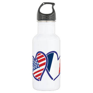 USA und Frankreich Liebe Hearts Trinkflasche