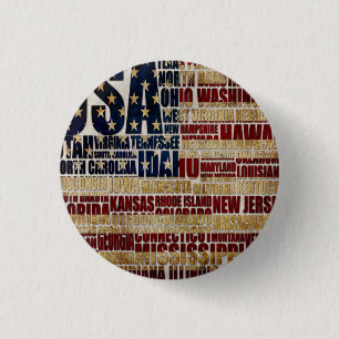 USA und ihre Bundesstaaten in Sternen und Streifen Button