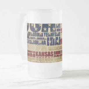 USA und ihre Bundesstaaten in Sternen und Streifen Mattglas Bierglas