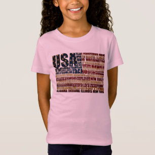 USA und ihre Bundesstaaten in Sternen und Streifen T-Shirt
