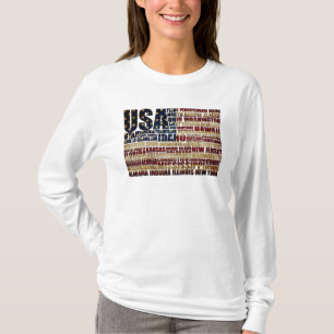 USA und ihre Bundesstaaten in Sternen und Streifen T-Shirt