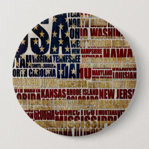 USA und ihre bundesstaatlichen Staaten in US Flagg Button