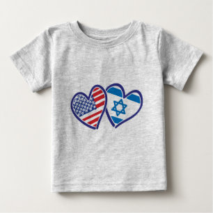 USA und Israel Herzenflagge Baby T-shirt