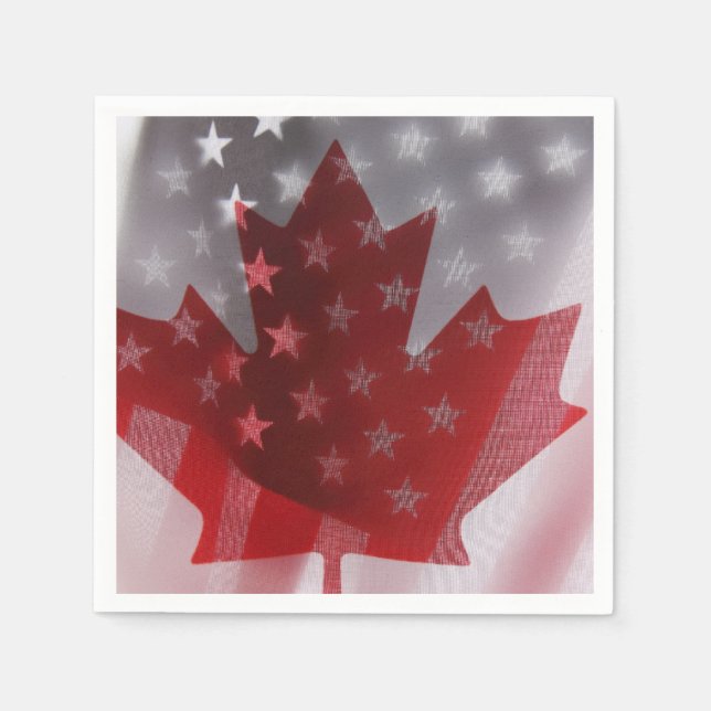 USA und Kanada Flaggen Papierservietten (Vorderseite)