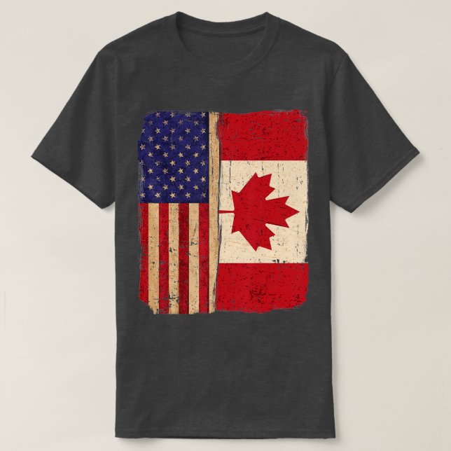 USA und Kanada Flaggen-Roots-Race Bürger Kanada T-Shirt (Design vorne)