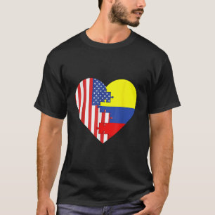 USA und Kolumbien Fahnen Herz T-Shirt