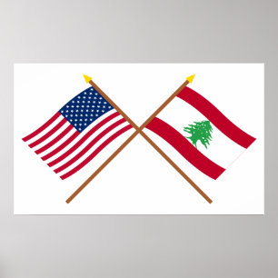 USA und Libanon überquerten die Fahnen Poster