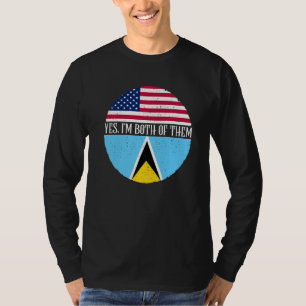 USA und St. Lucia Vintage-Flaggen Ja, ich bin beid T-Shirt