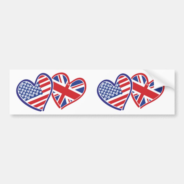 USA und UK Flag Hearts Autoaufkleber (Vorne)