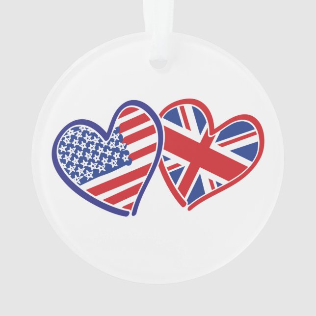 USA und UK Flag Hearts Ornament (Rückseite)