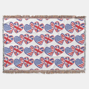 USA und UK Hearts made by Flags Decke