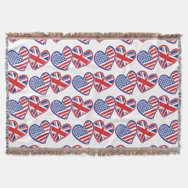 USA und UK Hearts made by Flags Decke (Vorderseite)