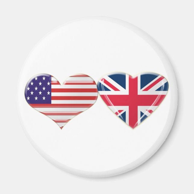USA und UK Herzenflagge Design Magnet (Vorne)