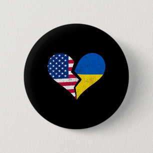 Usa- und Ukraine-Flaggen – Broken Heart Symbol Vin Button