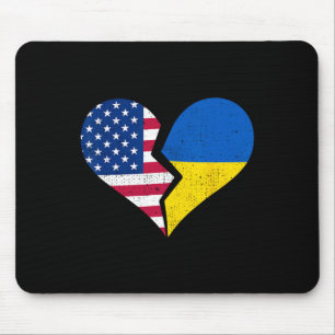 Usa- und Ukraine-Flaggen – Broken Heart Symbol Vin Mousepad