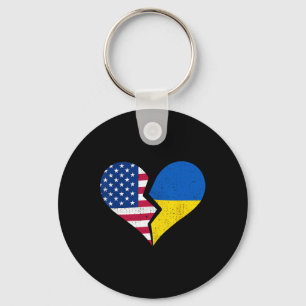 Usa- und Ukraine-Flaggen – Broken Heart Symbol Vin Schlüsselanhänger