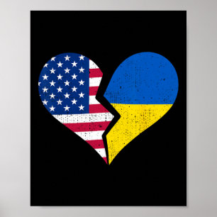 USA und Ukraine-Flaggen – Symbol des gebrochenen H Poster