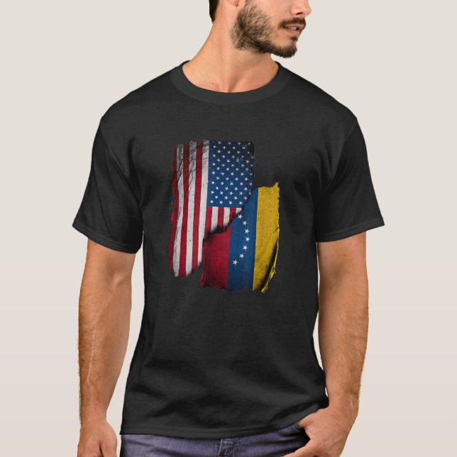 USA und Venezuela Flaggen Art T Shirt (Vorderseite)