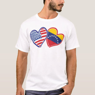 USA und Venezuela-Flaggen-Herzen T-Shirt