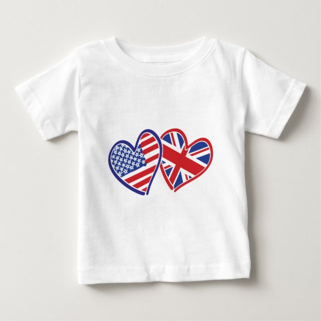 USA und Vereinigtes Königreich im Herzen der Liebe Baby T-shirt (Vorderseite)