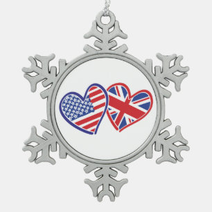 USA und Vereinigtes Königreich Schneeflocken Zinn-Ornament