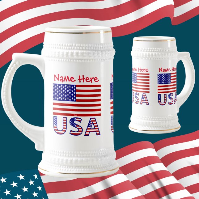 USA United Staaten America Flag Red Personalizatio Bierglas (Von Creator hochgeladen)